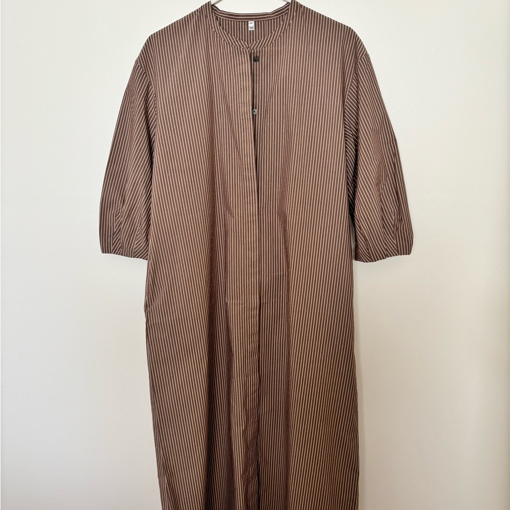 Muji Brown Striped Midi Dress